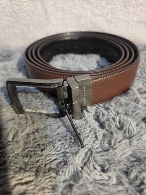 Grand Slam Brown Leather Dress Belt with Polished Gunmetal Buckle
